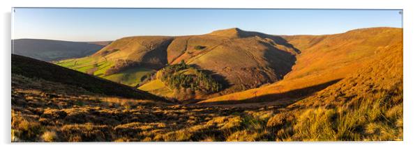 Grindsbrook Clough in autumn sunshine, Peak Distri Acrylic by Andrew Kearton