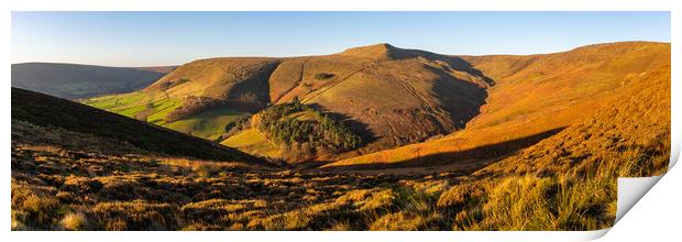 Grindsbrook Clough in autumn sunshine, Peak Distri Print by Andrew Kearton