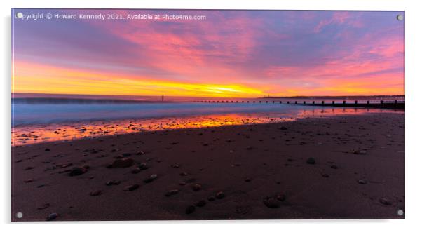 Dawn light on Aberdeen Beach, Scotland Acrylic by Howard Kennedy