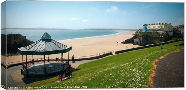 Tenby, beach view from Castle Hill Canvas Print by Chris Rose