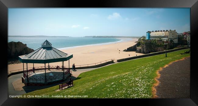 Tenby, beach view from Castle Hill Framed Print by Chris Rose