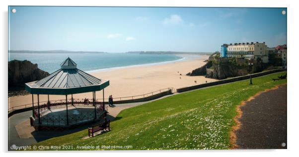 Tenby, beach view from Castle Hill Acrylic by Chris Rose
