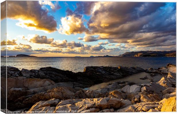 Sunset over the Adriatic sea in Croatia. Canvas Print by Sergey Fedoskin