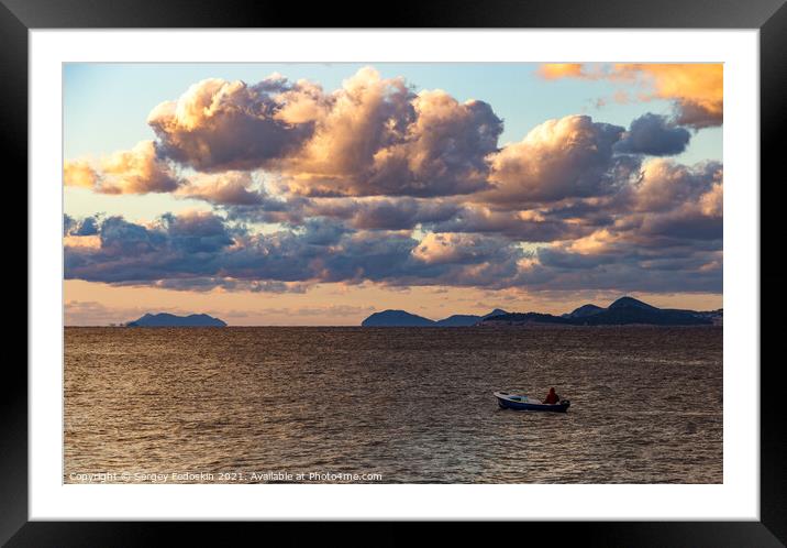 Sunset over the Adriatic sea in Croatia. Framed Mounted Print by Sergey Fedoskin