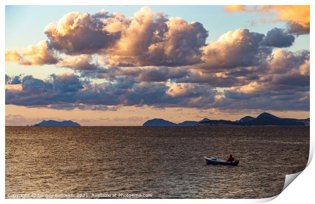 Sunset over the Adriatic sea in Croatia. Print by Sergey Fedoskin