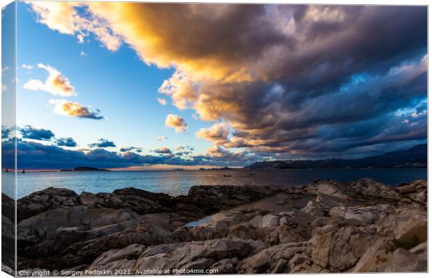 Sunset over the Adriatic sea in Croatia. Canvas Print by Sergey Fedoskin