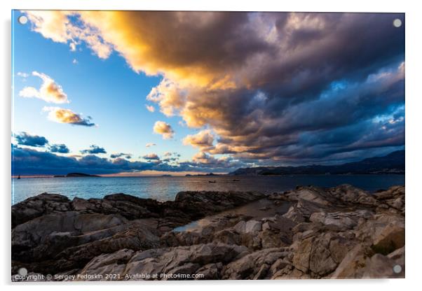 Sunset over the Adriatic sea in Croatia. Acrylic by Sergey Fedoskin