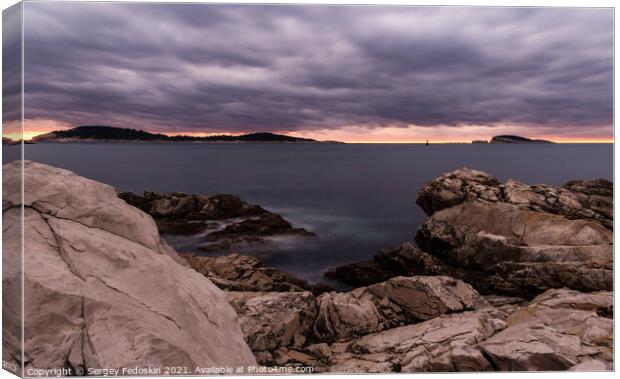 Last minuts of sunset over the Adriatic sea in Croatia. Canvas Print by Sergey Fedoskin