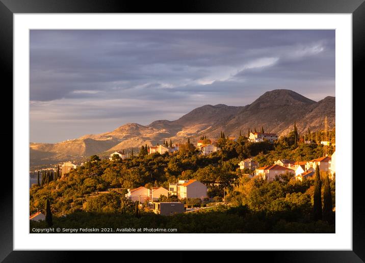 Mountains in the Adriatic coast. Dramatic weather. District of Cavtat. Croatia. Framed Mounted Print by Sergey Fedoskin