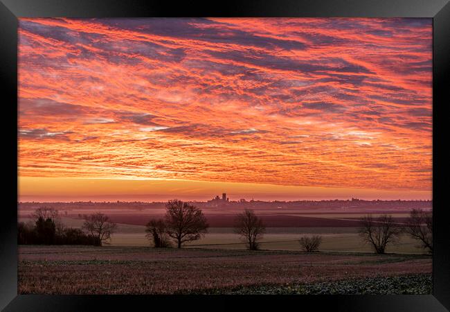 Pre-dawn over Ely, Cambridgeshire Framed Print by Andrew Sharpe