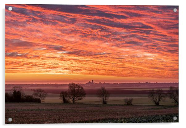 Pre-dawn over Ely, Cambridgeshire Acrylic by Andrew Sharpe