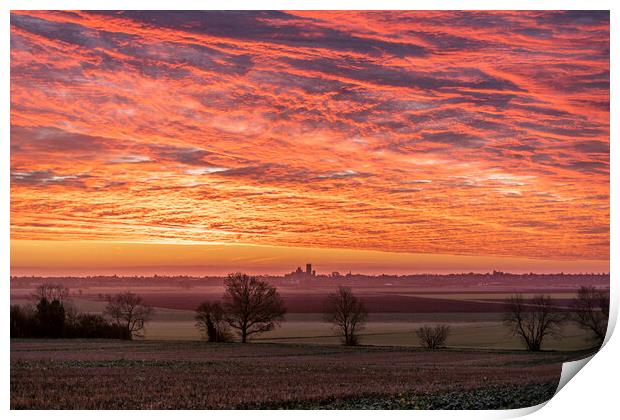 Pre-dawn over Ely, Cambridgeshire Print by Andrew Sharpe
