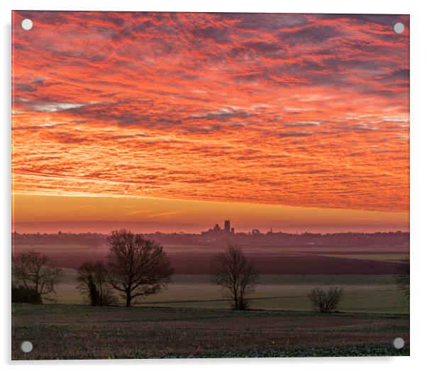 Pre-dawn over Ely, Cambridgeshire Acrylic by Andrew Sharpe