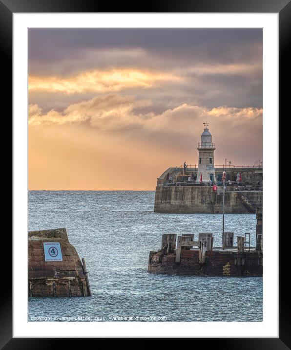 Folkestone Harbour arm lighthouse  Framed Mounted Print by James Eastwell