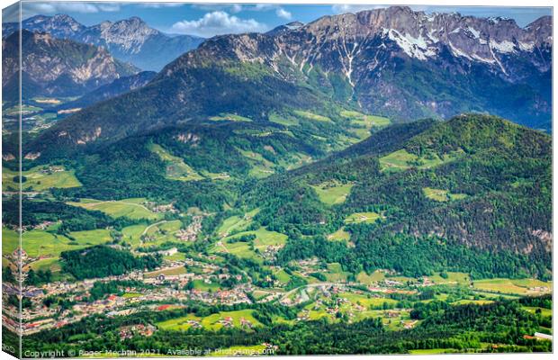 Verdant valley nestled in the Bavarian Alps Canvas Print by Roger Mechan