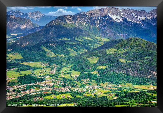 Verdant valley nestled in the Bavarian Alps Framed Print by Roger Mechan
