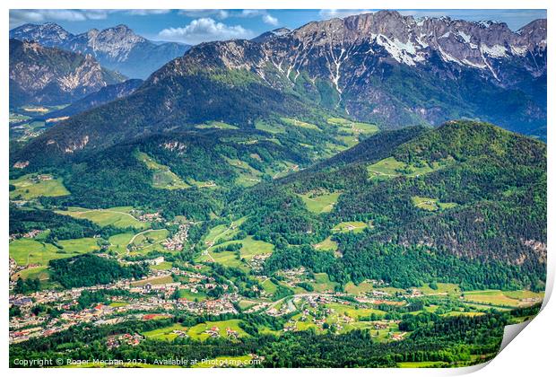 Verdant valley nestled in the Bavarian Alps Print by Roger Mechan