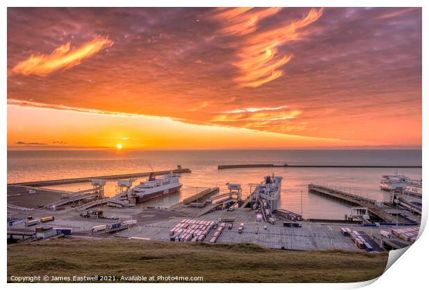 Port of Dover - sunrise  Print by James Eastwell
