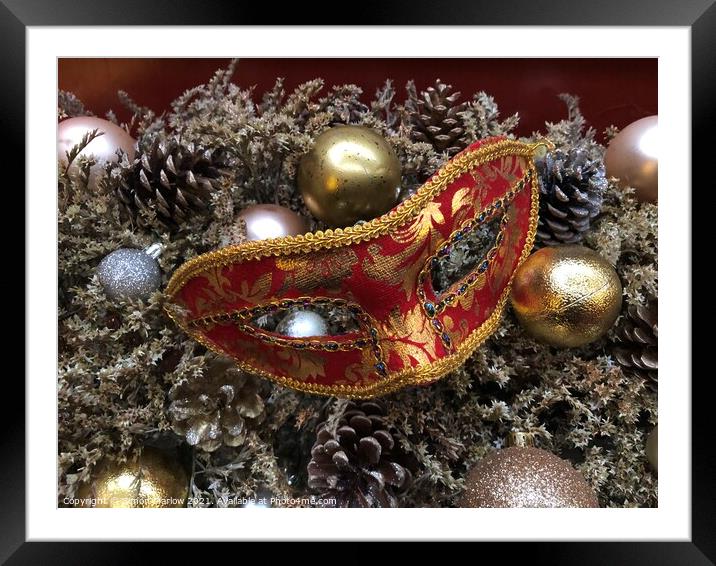 Christmas Venetian Mask Framed Mounted Print by Simon Marlow