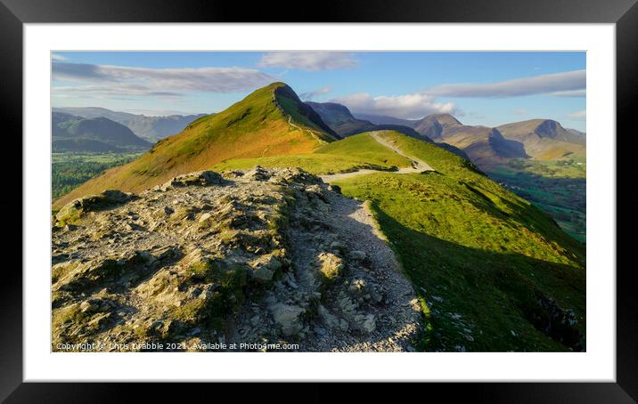 Catbells from Skelgill Bank at first light Framed Mounted Print by Chris Drabble