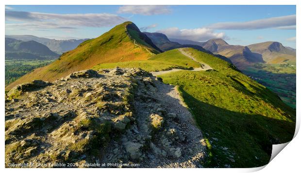 Catbells from Skelgill Bank at first light Print by Chris Drabble