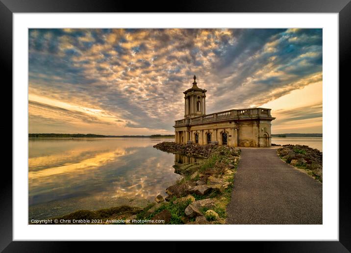 Normanton Church at sunset Framed Mounted Print by Chris Drabble
