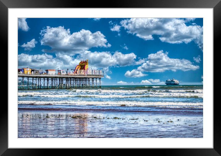 Red Sandy Beach Meets Cruise Ship Framed Mounted Print by Roger Mechan