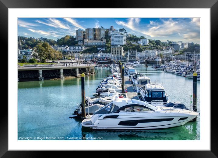 Tranquil Torquay Marina Framed Mounted Print by Roger Mechan