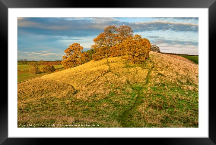 Robin Hood's Hill in warm Autumn light Framed Mounted Print by Chris Drabble