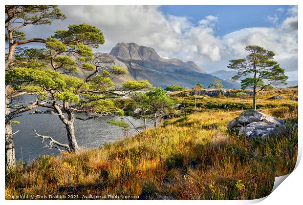 Slioch from the Loch Maree  Print by Chris Drabble