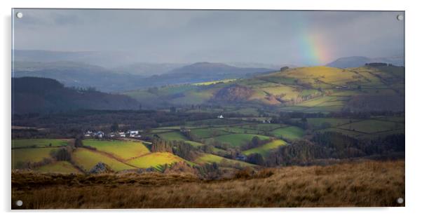 Welsh hills and a rainbow Acrylic by Leighton Collins