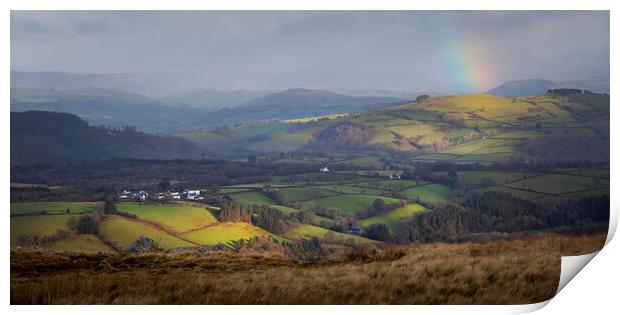 Welsh hills and a rainbow Print by Leighton Collins