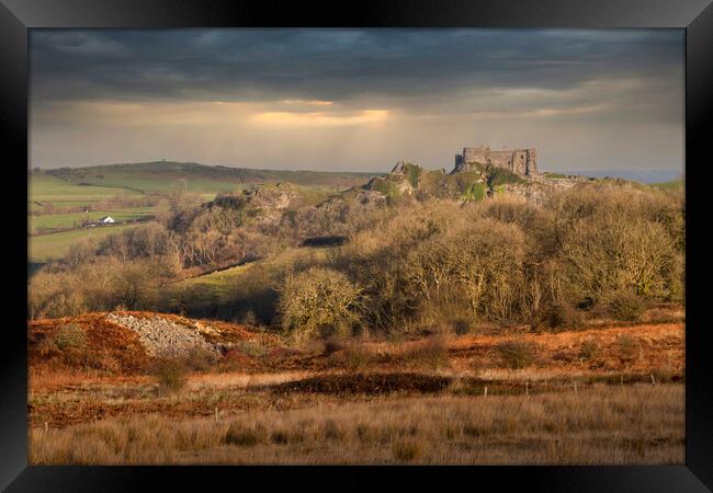 The castle at Carreg Cennen Framed Print by Leighton Collins