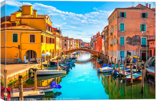 Chioggia town in venetian lagoon, water canal and boats. Canvas Print by Stefano Orazzini