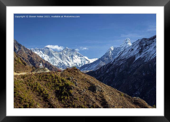 Majestic Bhuddist Monument at Mount Everest Framed Mounted Print by Steven Nokes
