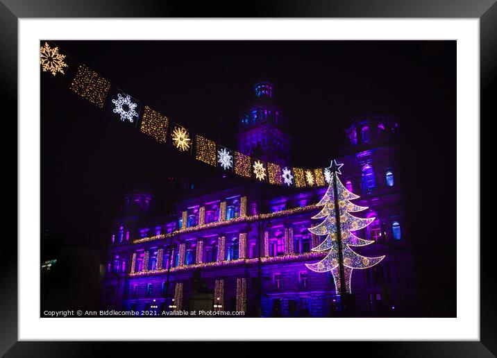Christmas in George square in Glasgow Framed Mounted Print by Ann Biddlecombe
