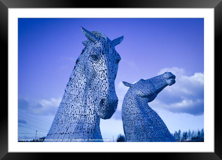 Kelpies in Scotland Framed Mounted Print by Ann Biddlecombe