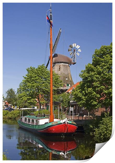 Windmill and Ship Print by Thomas Schaeffer