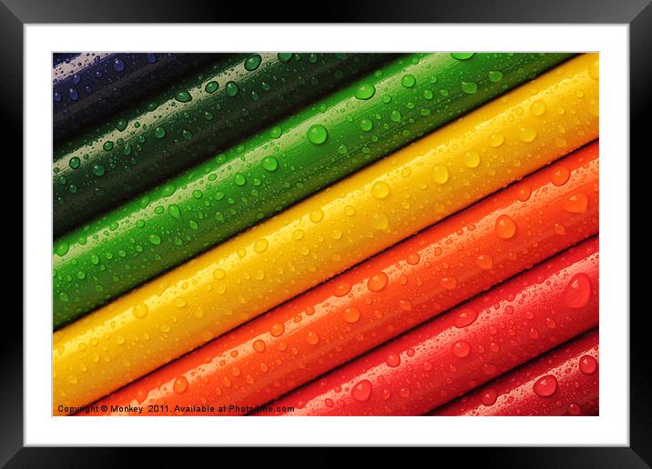 Rainbow Crayons Framed Mounted Print by Anthony Michael 