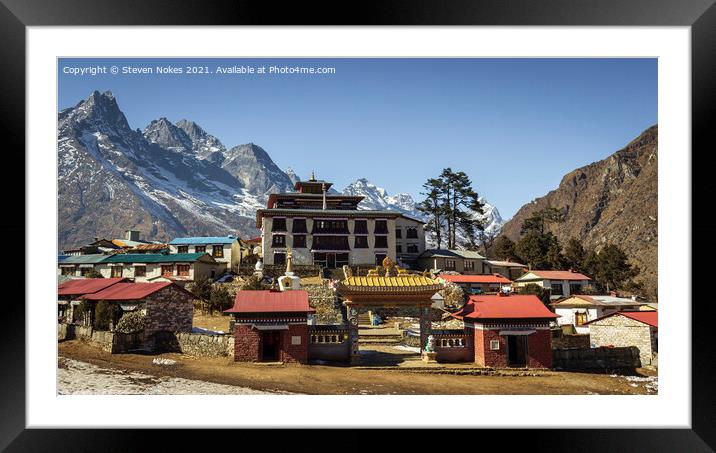 Serene beauty of Tengboche Monastery Framed Mounted Print by Steven Nokes