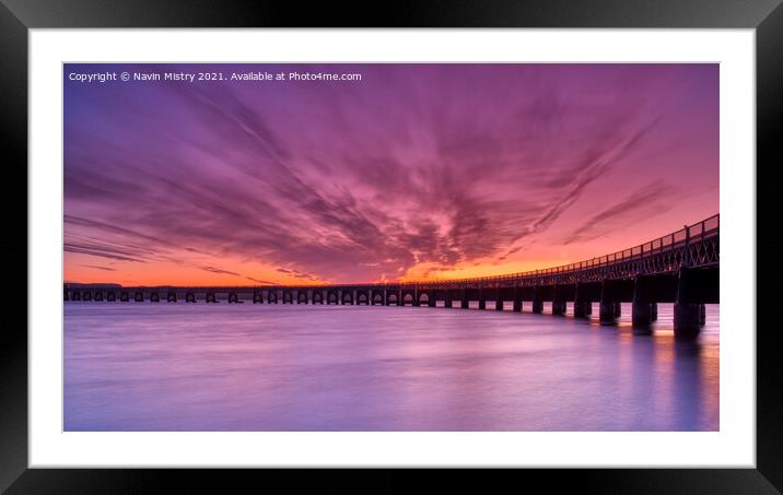 Tay Bridge Sunset, Dundee  Framed Mounted Print by Navin Mistry
