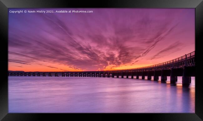 Tay Bridge Sunset, Dundee  Framed Print by Navin Mistry