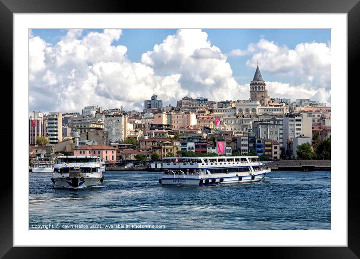 Ferries on the Golden Horn  Framed Mounted Print by Kevin Hellon