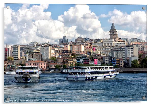 Ferries on the Golden Horn  Acrylic by Kevin Hellon
