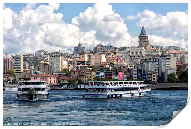 Ferries on the Golden Horn  Print by Kevin Hellon
