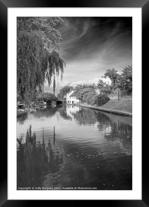 Monochrome Serenity: Shardlow Trent Riverside Framed Mounted Print by Holly Burgess