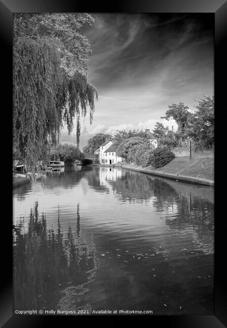 Monochrome Serenity: Shardlow Trent Riverside Framed Print by Holly Burgess