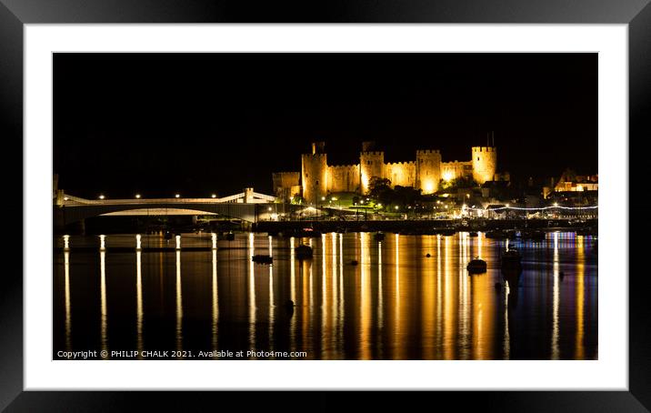Conwy castle reflections 645 Framed Mounted Print by PHILIP CHALK