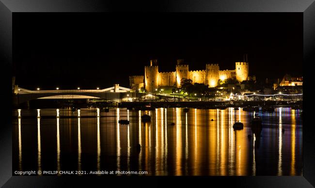 Conwy castle reflections 645 Framed Print by PHILIP CHALK