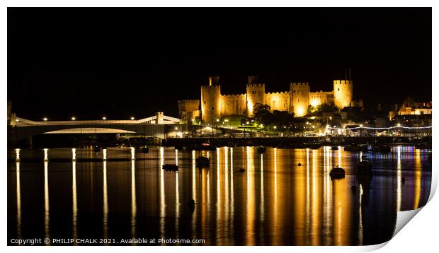 Conwy castle reflections 645 Print by PHILIP CHALK
